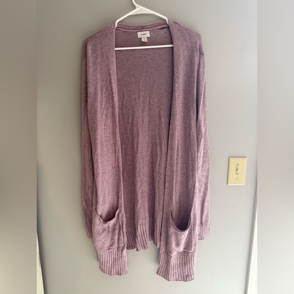 Old Navy Open Front Long Knit Cardigan Sweater Woman’s SZ XL Purple Lightweight - Picture 1 of 8